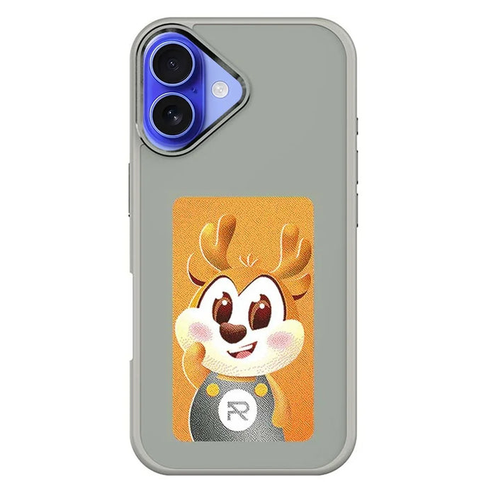 For iPhone 16 Plus Smart E-Ink Phone Case 4 Color HD 4 inch Display NFC DIY Customized Screen - Grey - 1