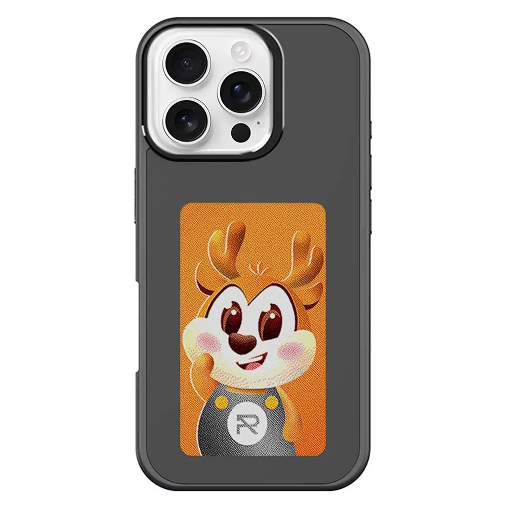 For iPhone 16 Pro Smart E-Ink Phone Case 4 Color HD 4 inch Display NFC DIY Customized Screen - Black - 1
