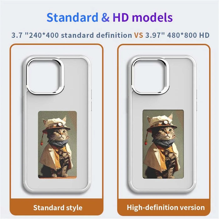 For iPhone 16 Pro Smart E-Ink Phone Case 4 Color HD 4 inch Display NFC DIY Customized Screen - Black - 3