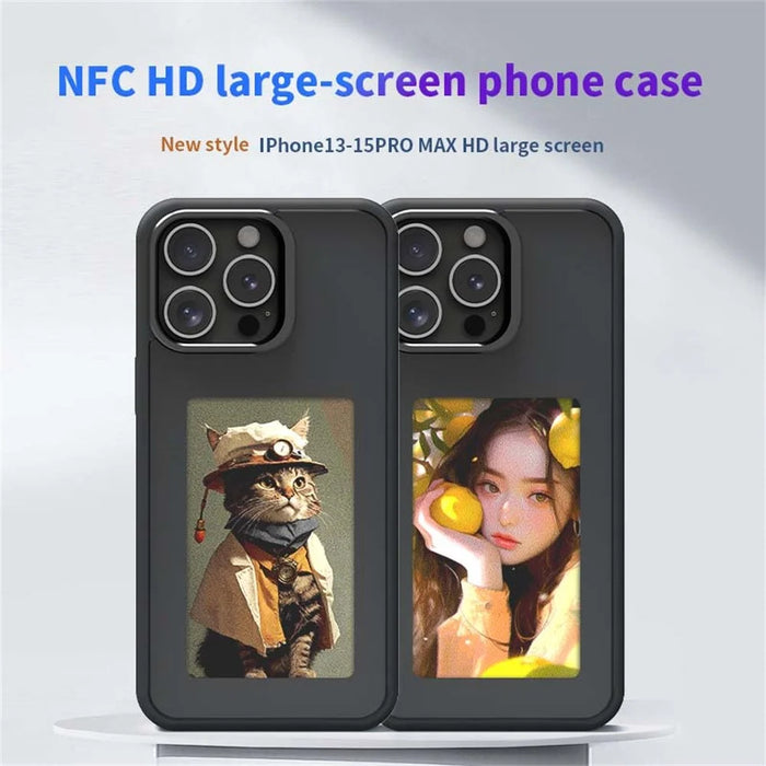 For iPhone 16 Pro Max Smart E-Ink Phone Case 4 Color HD 4 inch Display NFC DIY Customized Screen - Grey - 4