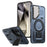 For Samsung Galaxy S25 / S24 Magnetic Case Lens Lid Kickstand PC+TPU Back Cover - Blue - 1