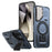 For Samsung Galaxy S24 FE Magnetic Case Lens Lid Kickstand PC+TPU Back Cover - Blue - 1