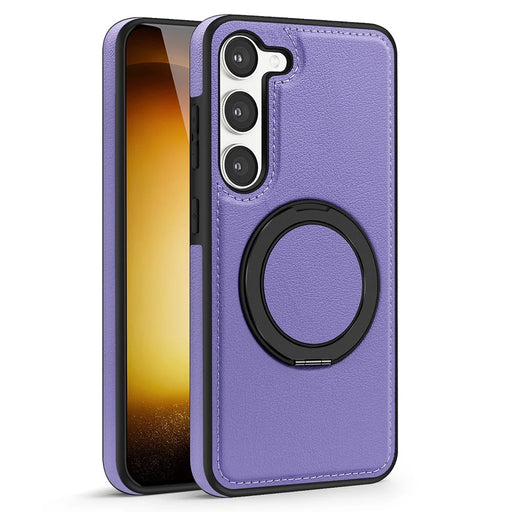 For Samsung Galaxy S23+ Case with Ring Kickstand Magnetic Case PU Leather Back Cover - Purple - 2