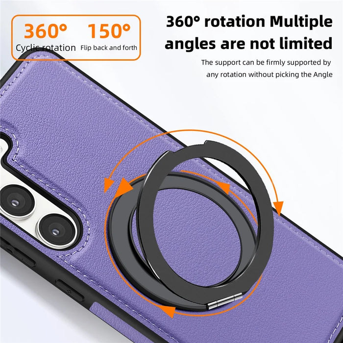 For Samsung Galaxy S23+ Case with Ring Kickstand Magnetic Case PU Leather Back Cover - Purple - 4