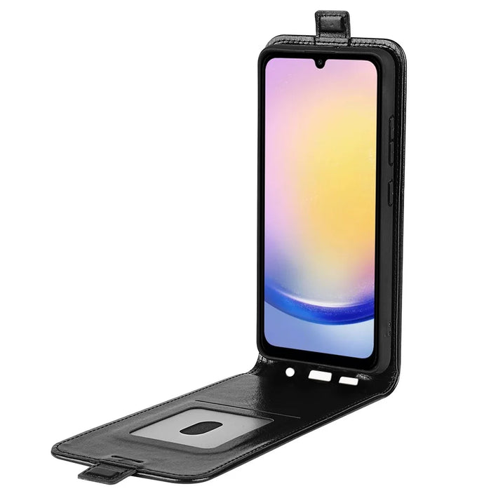For Samsung Galaxy A26 5G Case with Card Slots Vertical Flip Leather Phone Cover - Black - 2