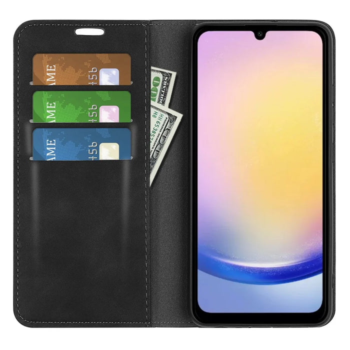For Samsung Galaxy A26 5G Case Skin-Touch Leather Wallet Phone Cover - Black - 2