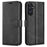 For Samsung Galaxy A26 5G Stand Case Anti-Scratch Calf Texture Leather Phone Cover - Black - 1
