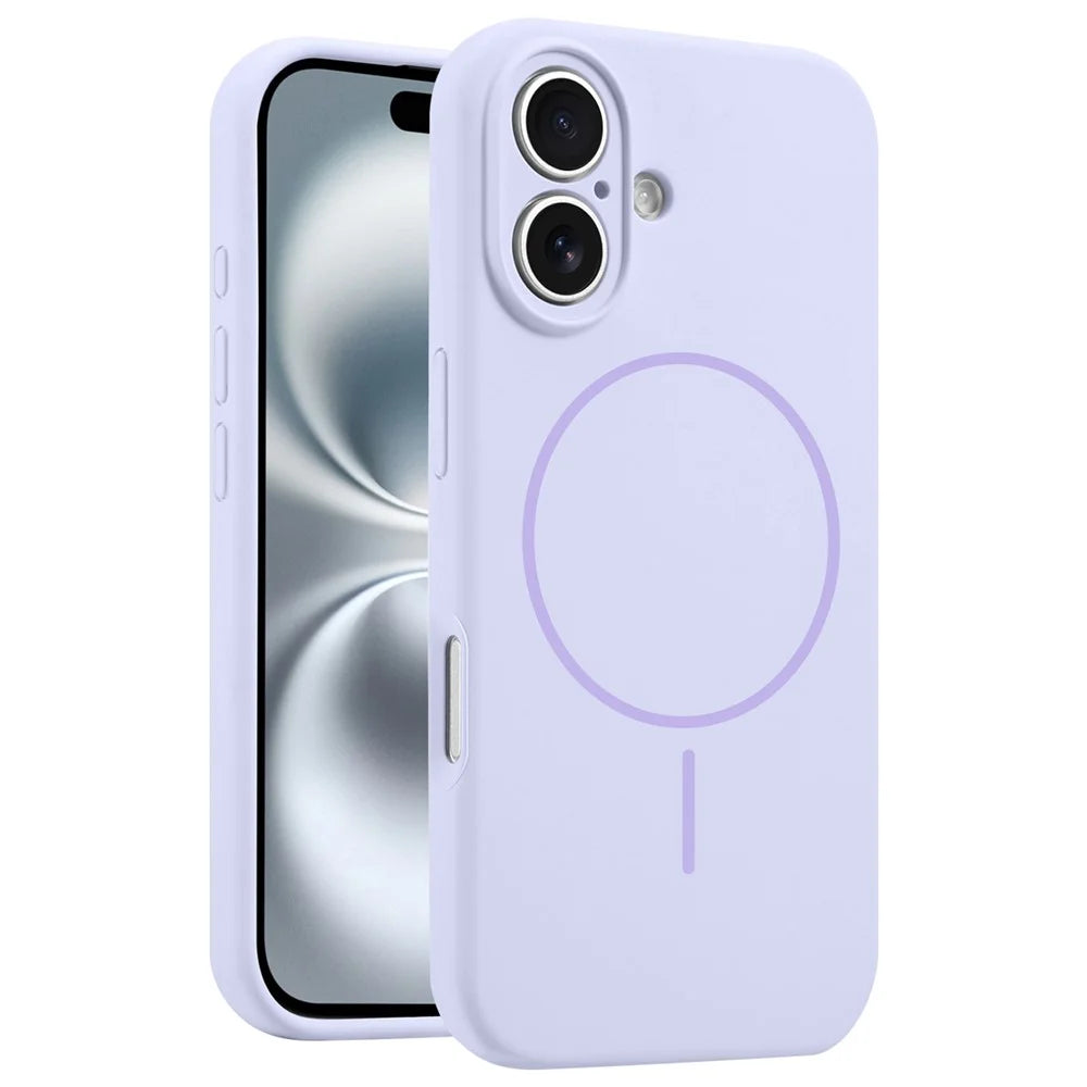 For iPhone 16 Case Compatible with MagSafe Silicone Shock Absorbing Phone Cover - Purple - 1