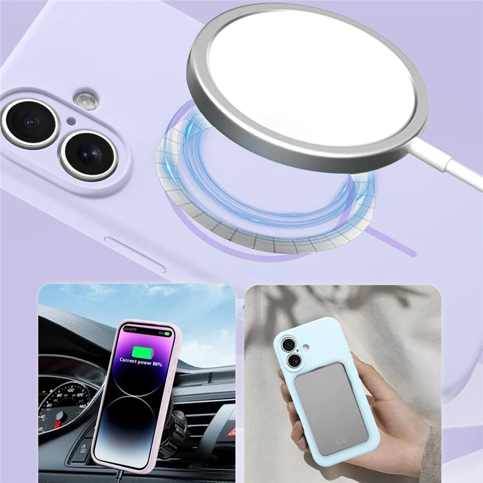 For iPhone 16 Case Compatible with MagSafe Silicone Shock Absorbing Phone Cover - Purple - 2
