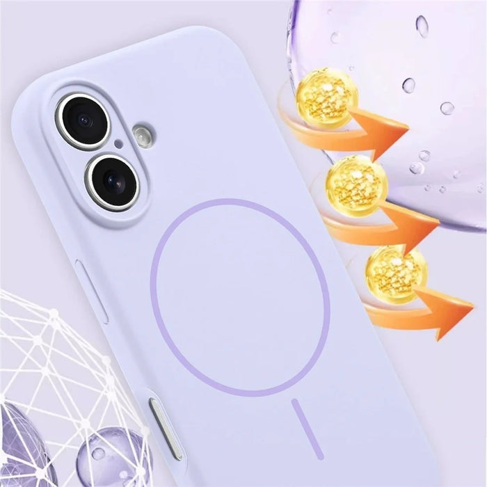 For iPhone 16 Case Compatible with MagSafe Silicone Shock Absorbing Phone Cover - Purple - 4