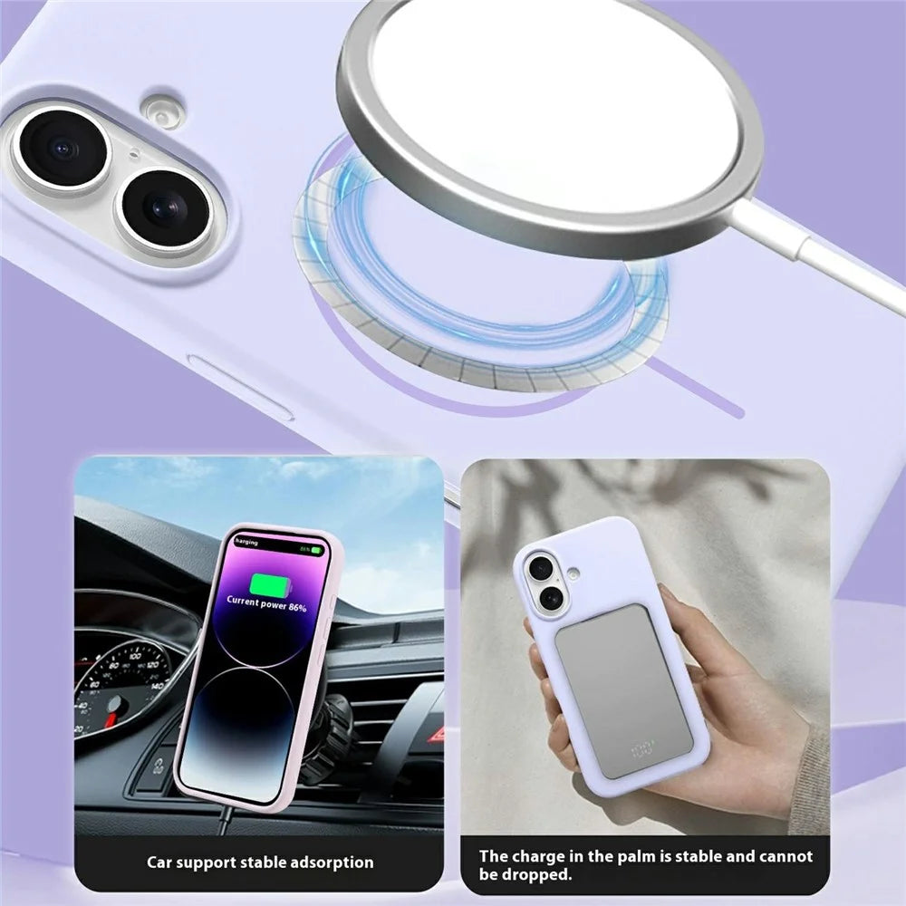 For iPhone 16 Case Compatible with MagSafe Soft Silicone Shockproof Phone Cover - Purple - 3