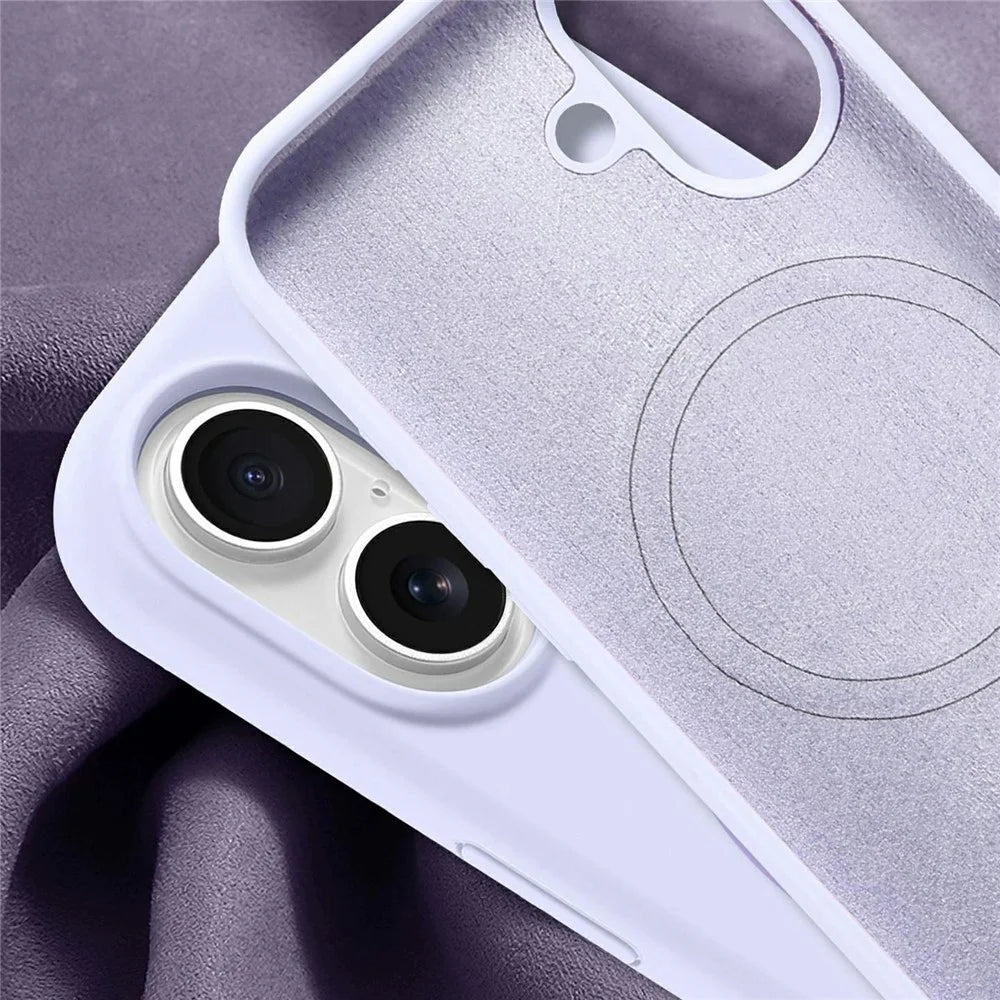 For iPhone 16 Case Compatible with MagSafe Soft Silicone Shockproof Phone Cover - Purple - 7