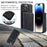 JEEHOOD Phone Case for iPhone 14 Pro Shockproof PU Leather Coated TPU Cover Phone Case with Zippered Wallet Kickstand - Black - 7