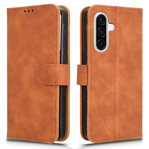 For Samsung Galaxy A36 5G Leather Case Skin-Feel Anti-Drop Wallet Flip Phone Cover - Brown - 1