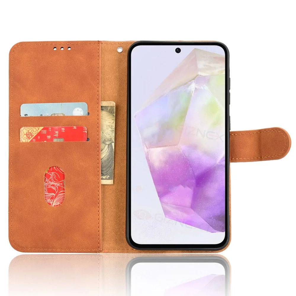 For Samsung Galaxy A36 5G Leather Case Skin-Feel Anti-Drop Wallet Flip Phone Cover - Brown - 2