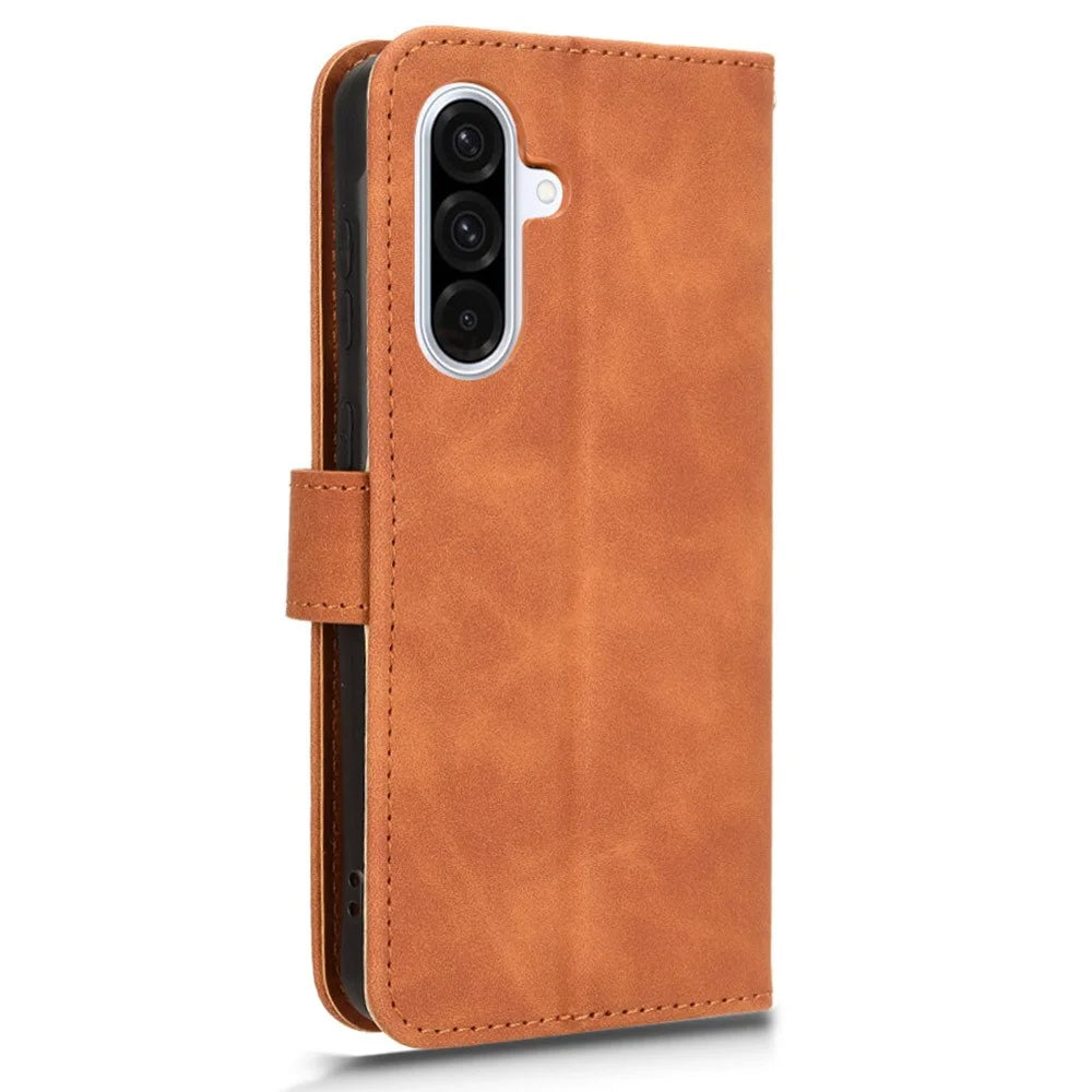 For Samsung Galaxy A36 5G Leather Case Skin-Feel Anti-Drop Wallet Flip Phone Cover - Brown - 5