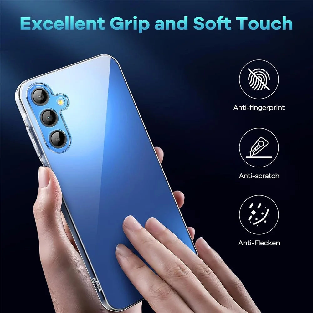 For Samsung Galaxy A26 5G Case TPU Clear Phone Cover + 2PCS Tempered Glass Screen Film 2.5D Arc Edge - 4