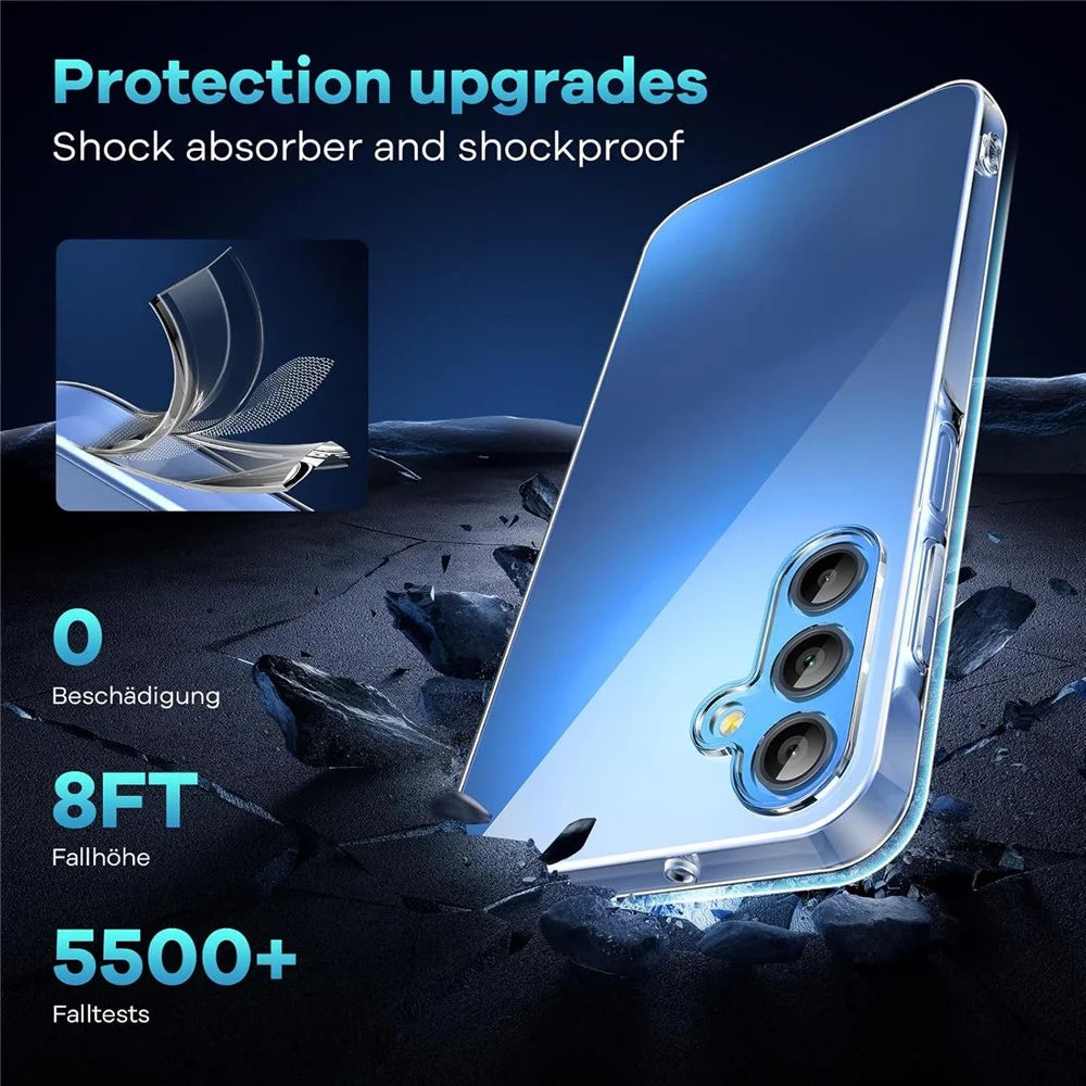 For Samsung Galaxy A36 5G Case TPU Clear Phone Cover + 2PCS Tempered Glass Screen Film 2.5D Arc Edge - 7