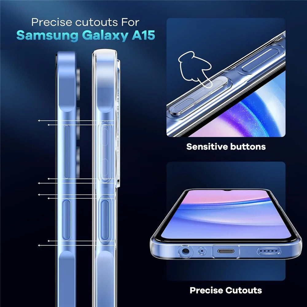 For Samsung Galaxy S24 FE Case TPU Clear Phone Cover + 2PCS Tempered Glass Screen Film 2.5D Arc Edge - 2