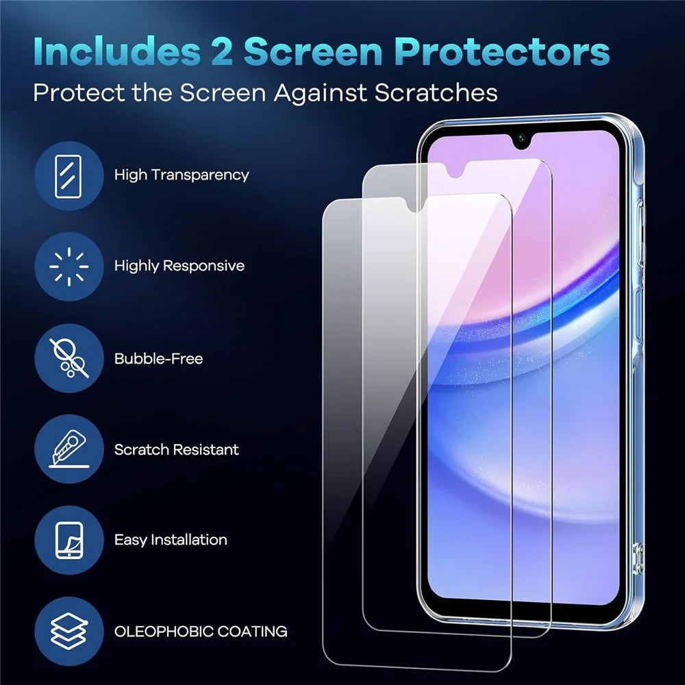 For Samsung Galaxy S24 FE Case TPU Clear Phone Cover + 2PCS Tempered Glass Screen Film 2.5D Arc Edge - 6
