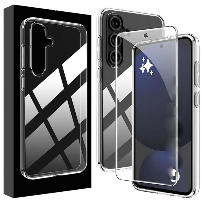 For Samsung Galaxy A26 5G Clear TPU Anti-Scratch Phone Case + 2.5D Arc Edge Screen Protector - 1