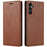 For Samsung Galaxy A26 5G Wallet Case Magnetic Closure PU Leather Phone Cover - Brown - 1