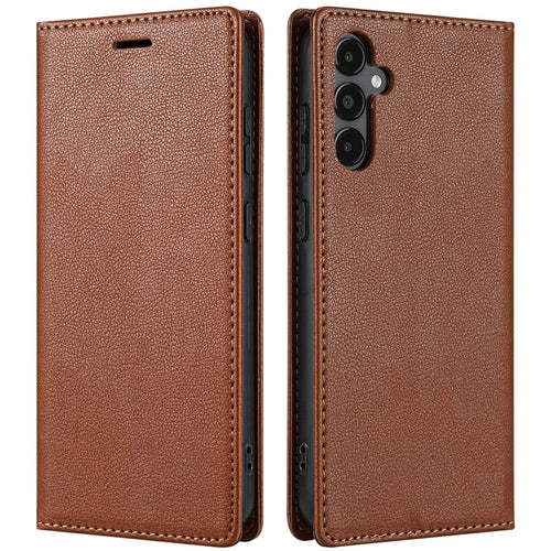 For Samsung Galaxy A56 5G Wallet Case Magnetic Closure PU Leather Phone Cover - Brown - 1