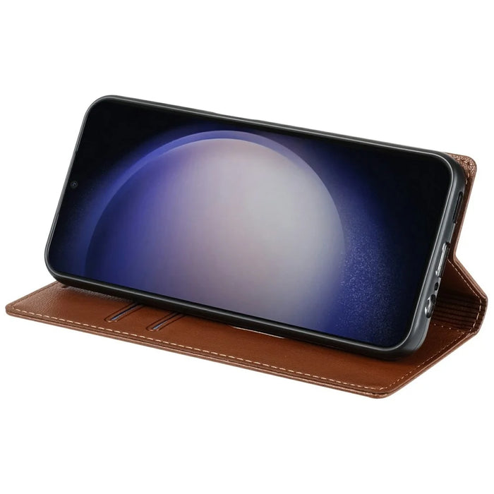 For Samsung Galaxy A56 5G Wallet Case Magnetic Closure PU Leather Phone Cover - Brown - 3