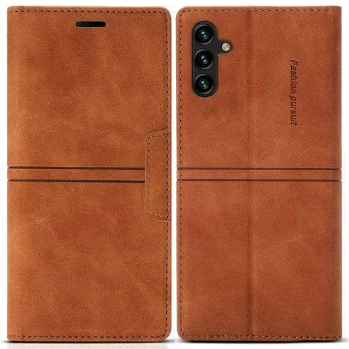 For Samsung Galaxy A26 5G Wallet Case Magnetic Closing Leather Phone Cover - Brown - 1