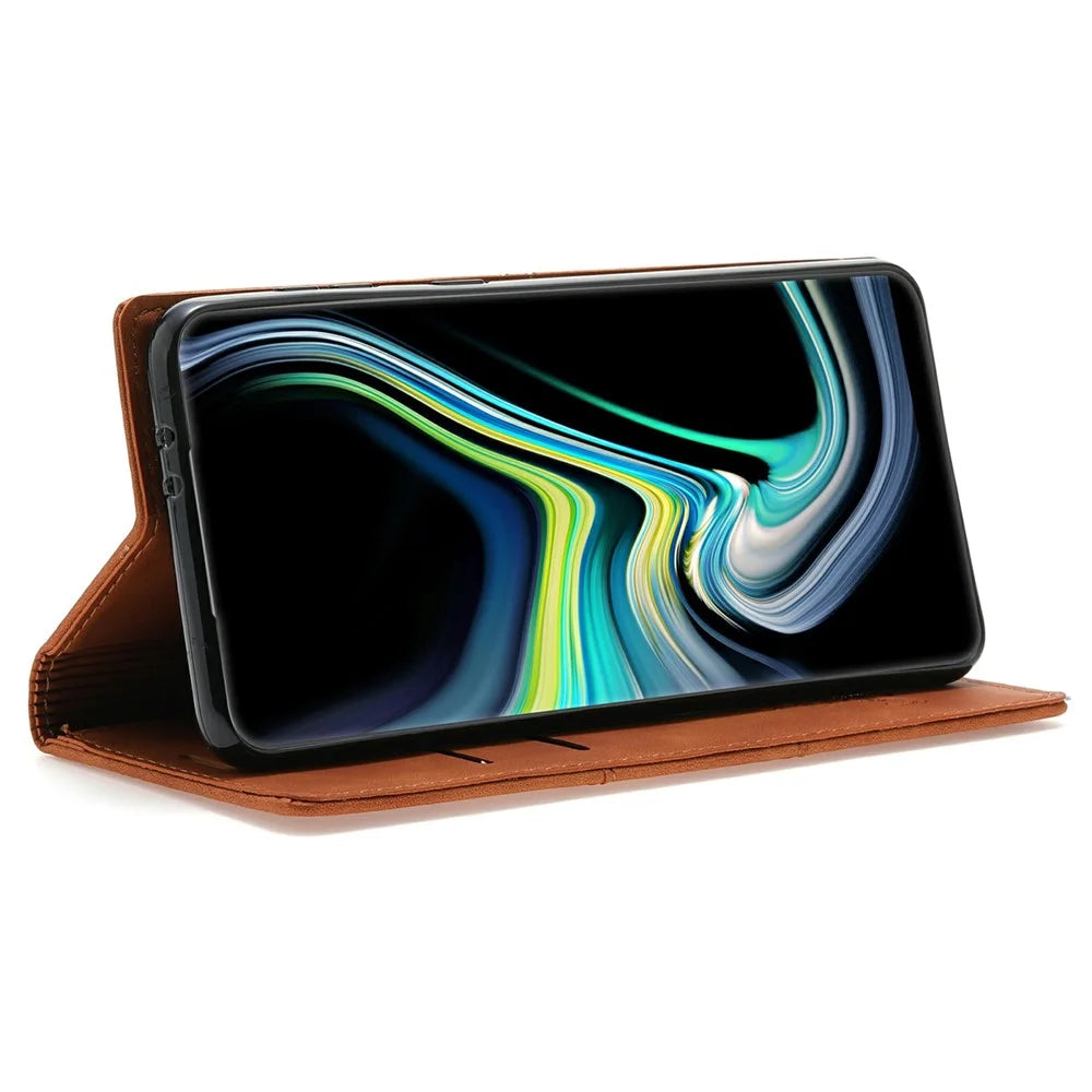 For Samsung Galaxy A26 5G Wallet Case Magnetic Closing Leather Phone Cover - Brown - 3