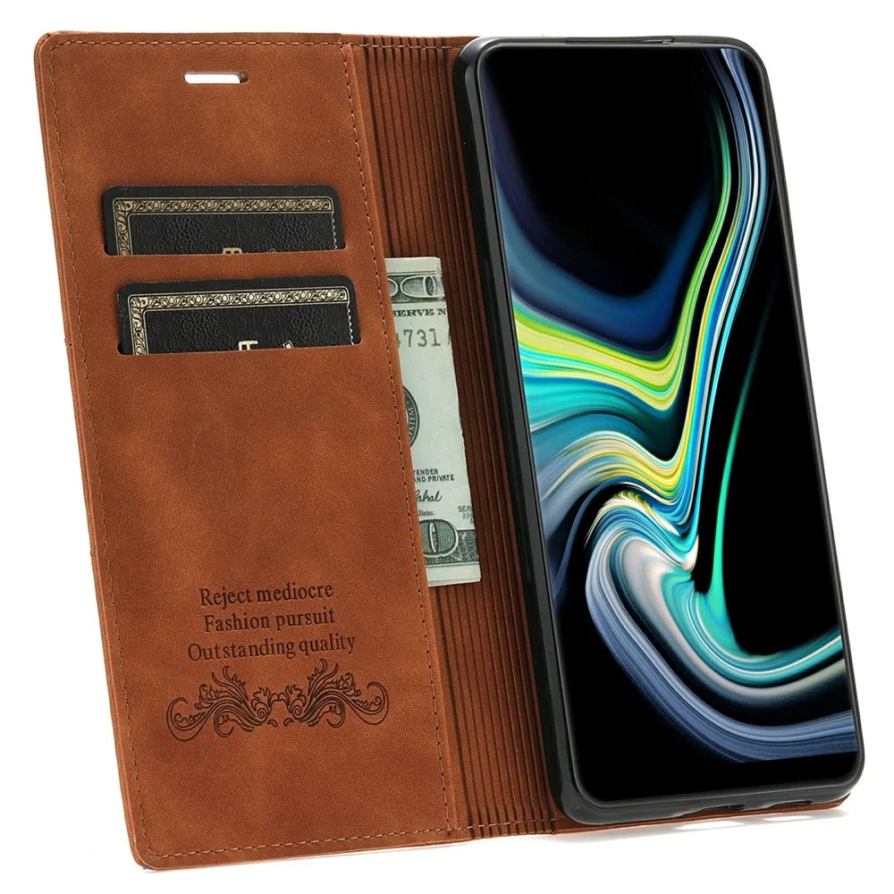 For Samsung Galaxy A56 5G Wallet Case Magnetic Closing Leather Phone Cover - Brown - 2