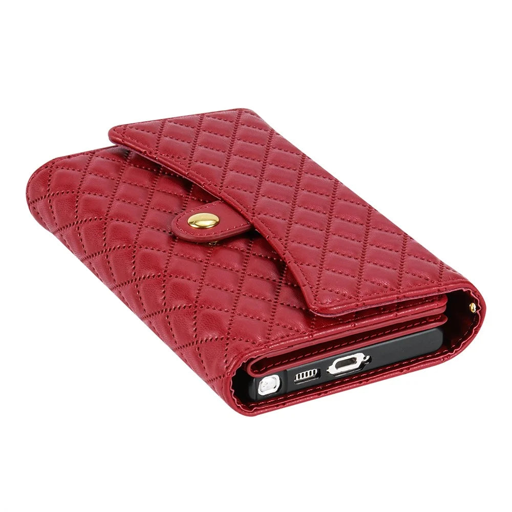 BKS-002 For Samsung Galaxy S25 Ultra Wallet Case PU Leather Stand Phone Cover with Shoulder Strap - Red - 6
