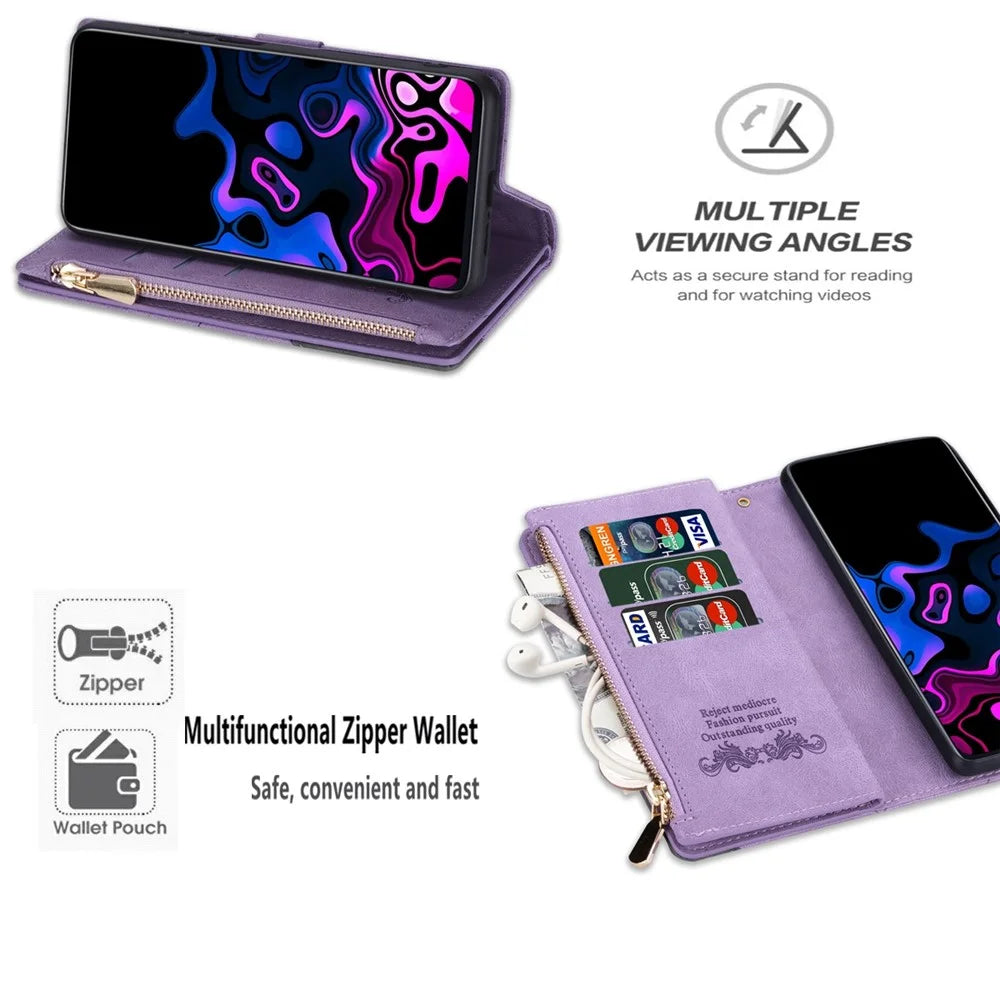 For Samsung Galaxy A26 5G Wallet Case Color Splicing Leather Phone Cover with Stand - Purple - 7