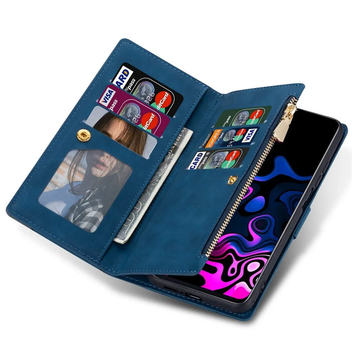 For Samsung Galaxy A36 5G Wallet Case Color Splicing Leather Phone Cover with Stand - Blue - 4