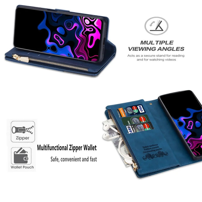 For Samsung Galaxy A36 5G Wallet Case Color Splicing Leather Phone Cover with Stand - Blue - 7