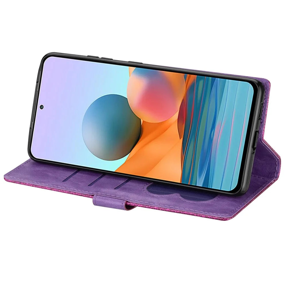 For Samsung Galaxy A26 5G Stand Case Glitter Phone Leather Cover Zipper Pocket - Purple - 3