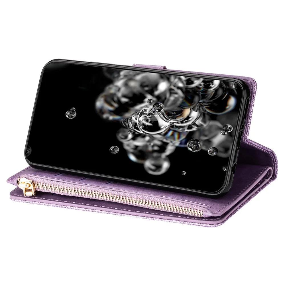 For Samsung Galaxy A36 5G Case Starry Sky Carving Leather Wallet Phone Cover - Purple - 2