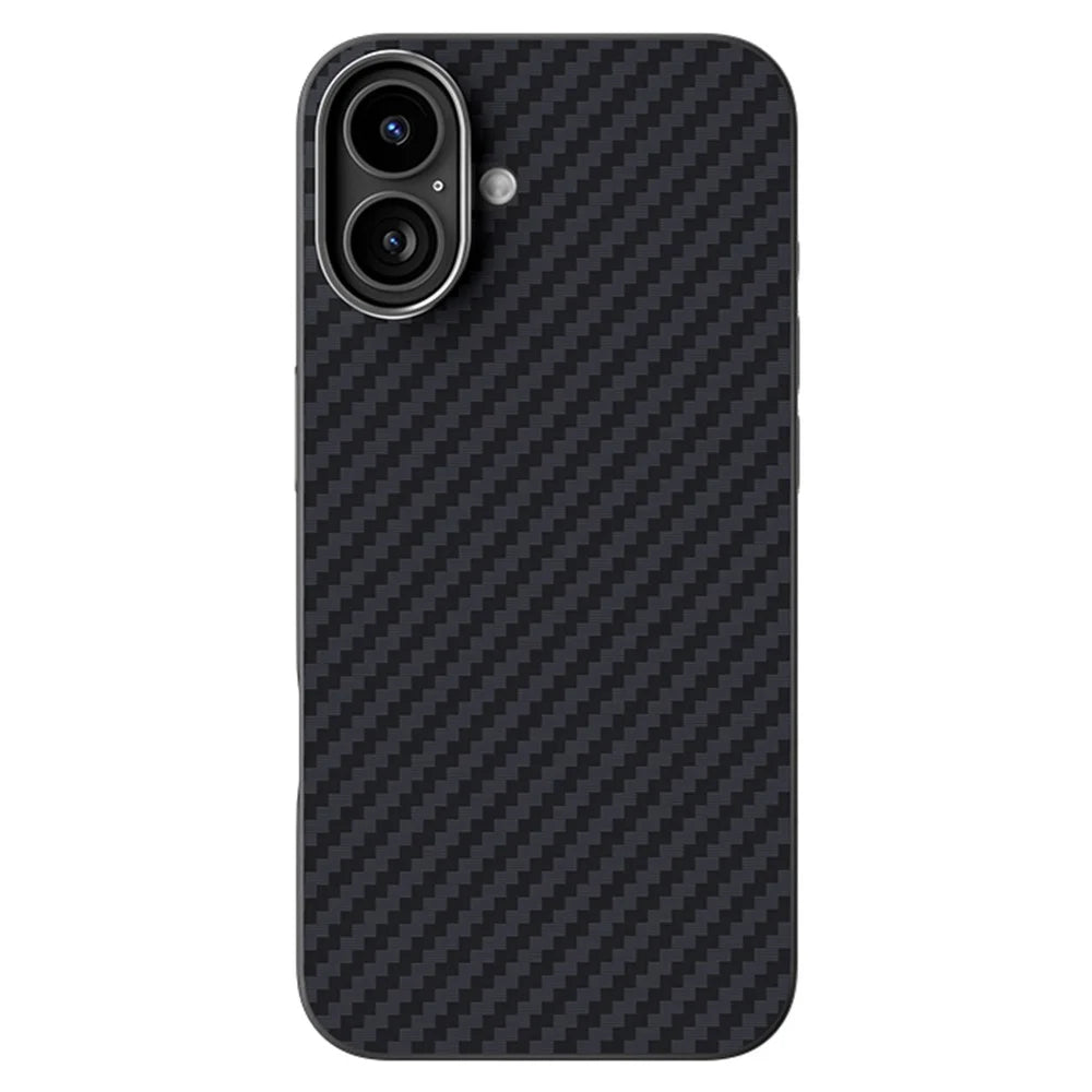 ABEEL For iPhone 16 Case Compatible with MagSafe Carbon Fiber Texture Back Cover - Black - 1