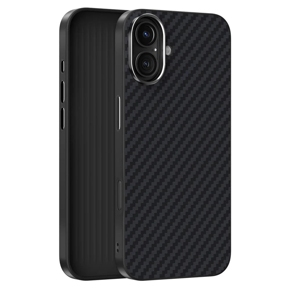ABEEL For iPhone 16 Case Compatible with MagSafe Carbon Fiber Texture Back Cover - Black - 2