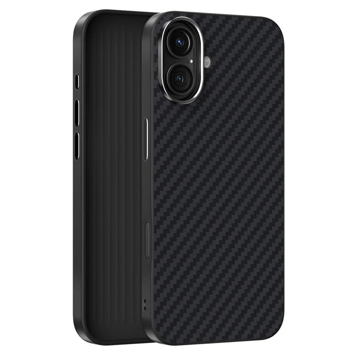 ABEEL For iPhone 16 Case Compatible with MagSafe Carbon Fiber Texture Back Cover - Black - 2