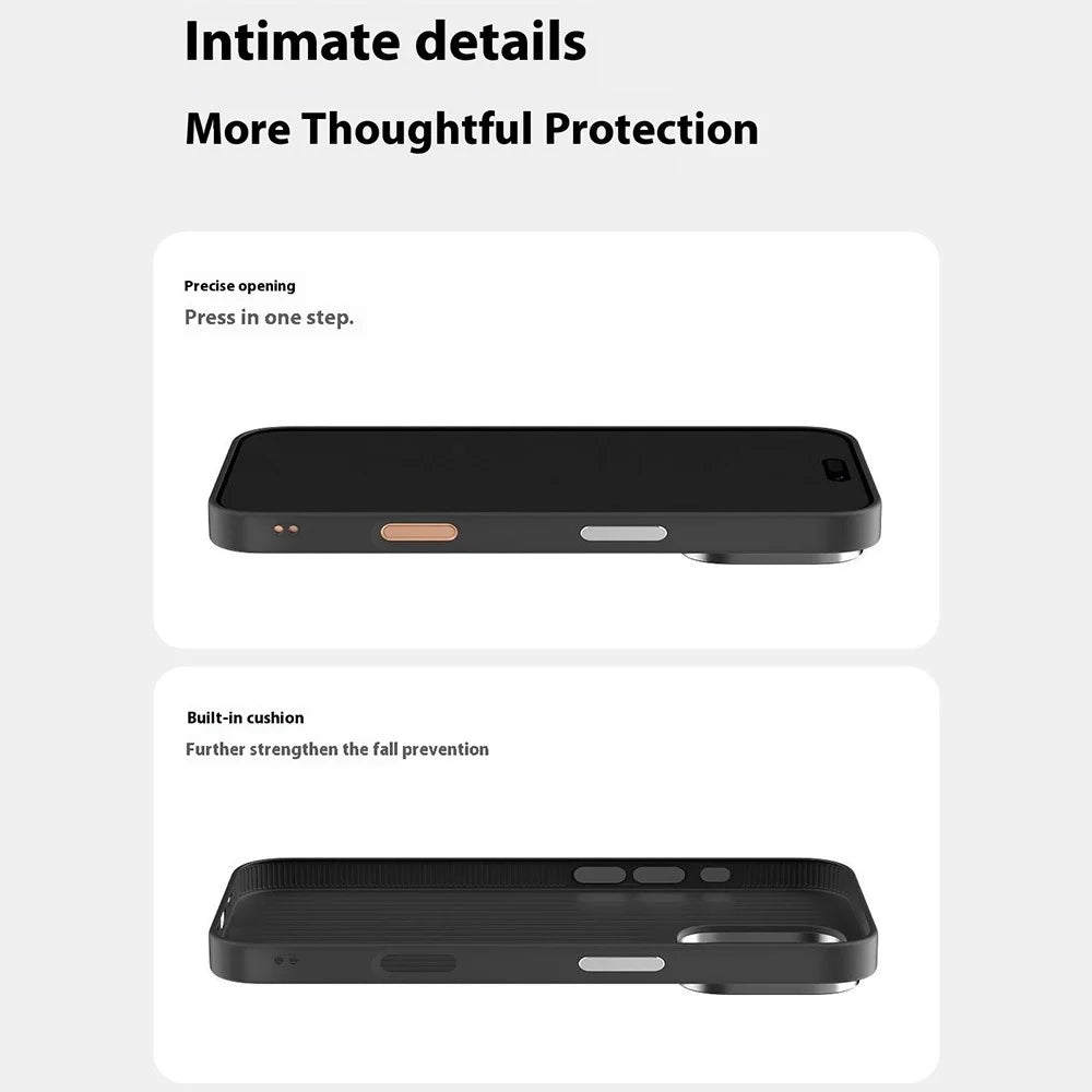 ABEEL For iPhone 16 Case Compatible with MagSafe Carbon Fiber Texture Back Cover - Black - 3
