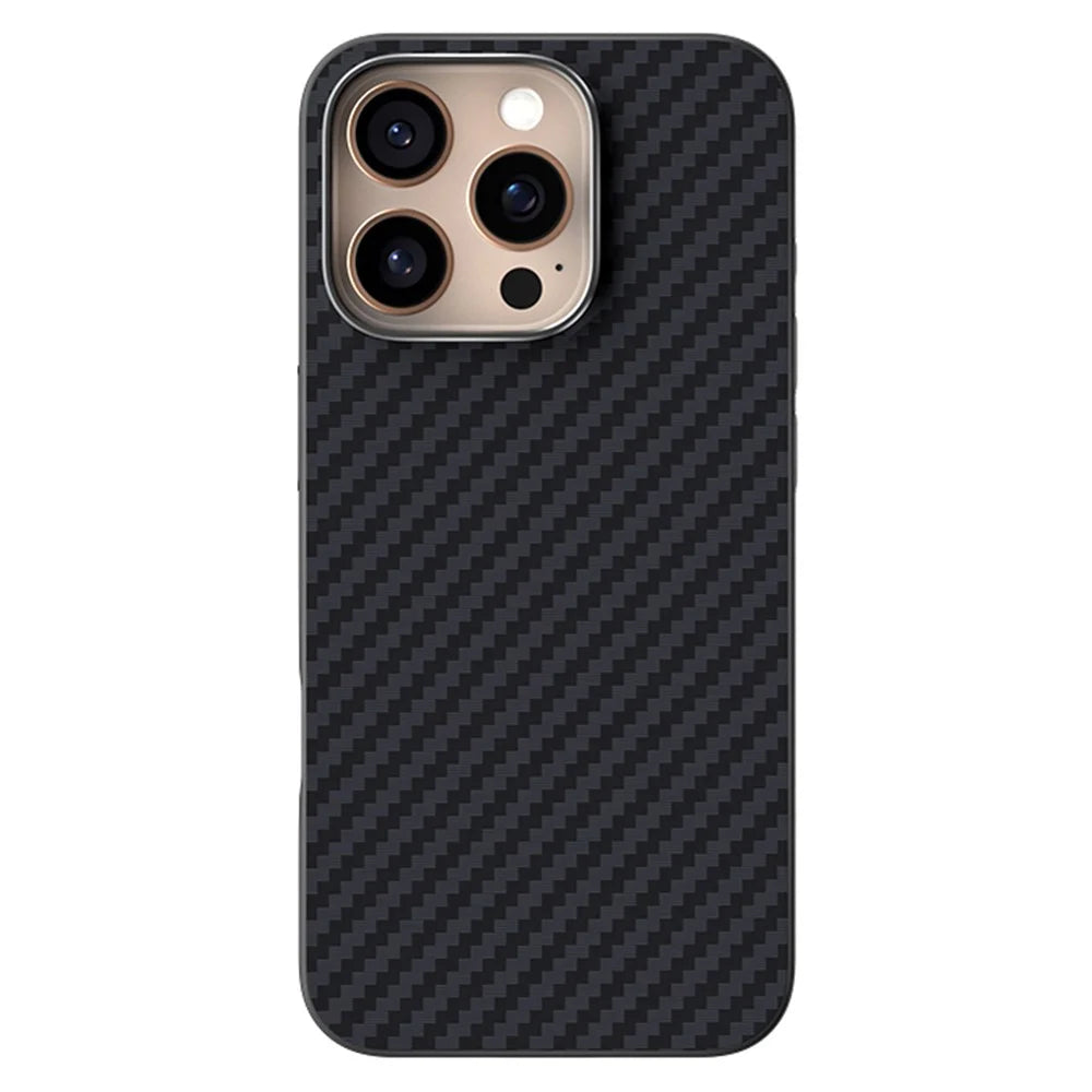 ABEEL For iPhone 16 Pro Case Compatible with MagSafe Carbon Fiber Texture Back Cover - Black - 1
