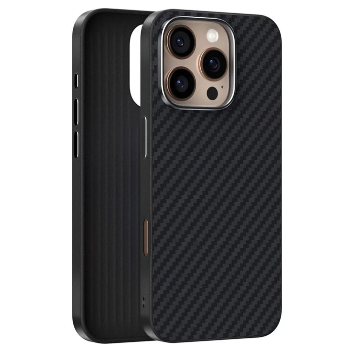 ABEEL For iPhone 16 Pro Case Compatible with MagSafe Carbon Fiber Texture Back Cover - Black - 2