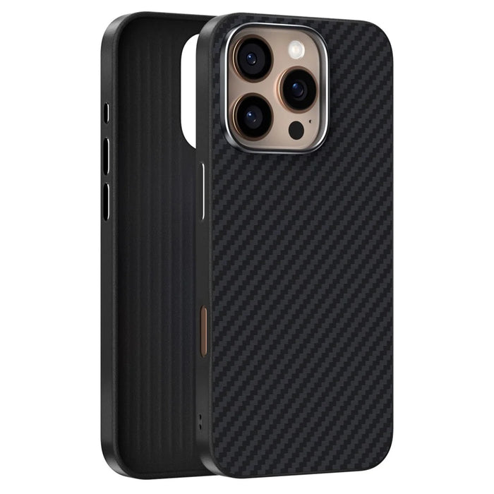 ABEEL For iPhone 16 Pro Max Case Compatible with MagSafe Carbon Fiber Texture Back Cover - Black - 2