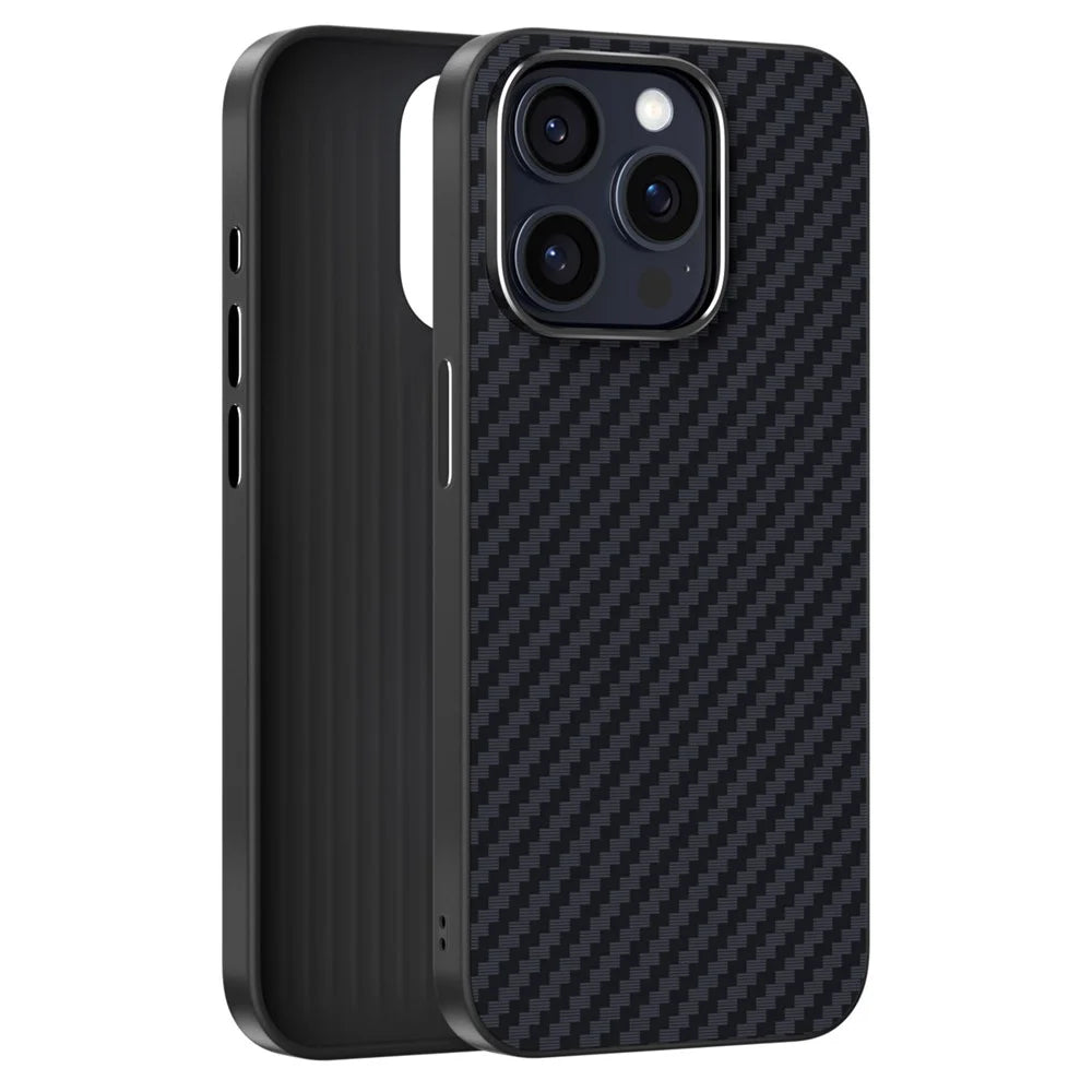 ABEEL For iPhone 15 Pro Case Compatible with MagSafe Carbon Fiber Texture Back Cover - Black - 2