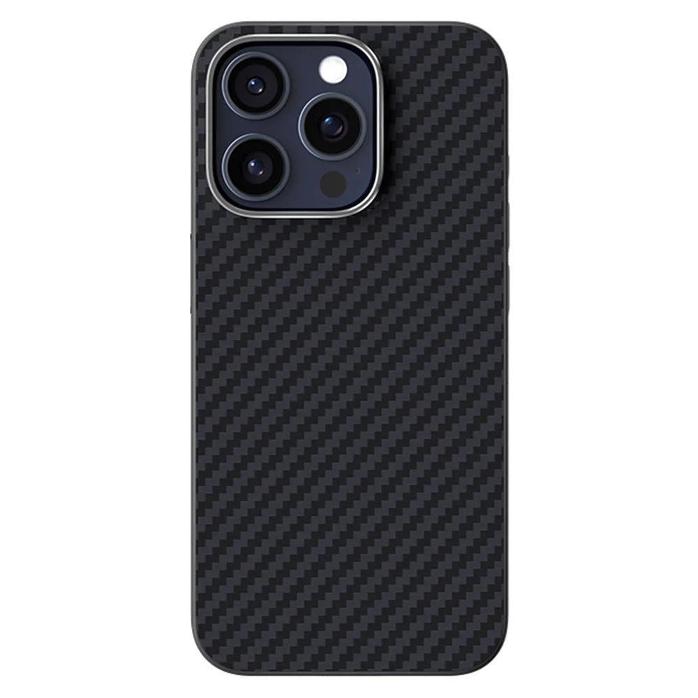 ABEEL For iPhone 15 Pro Max Case Compatible with MagSafe Carbon Fiber Texture Back Cover - Black - 1