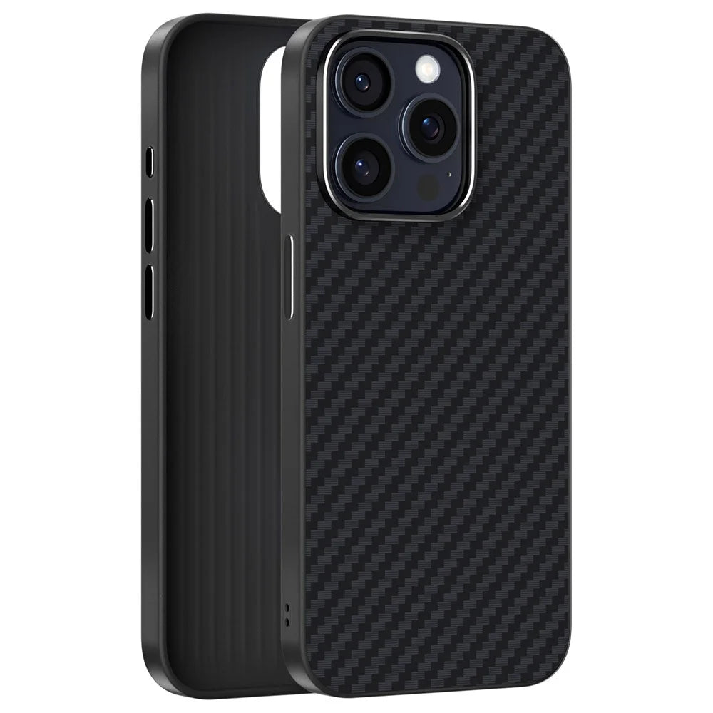 ABEEL For iPhone 14 Pro Case Compatible with MagSafe Carbon Fiber Texture Back Cover - Black - 2