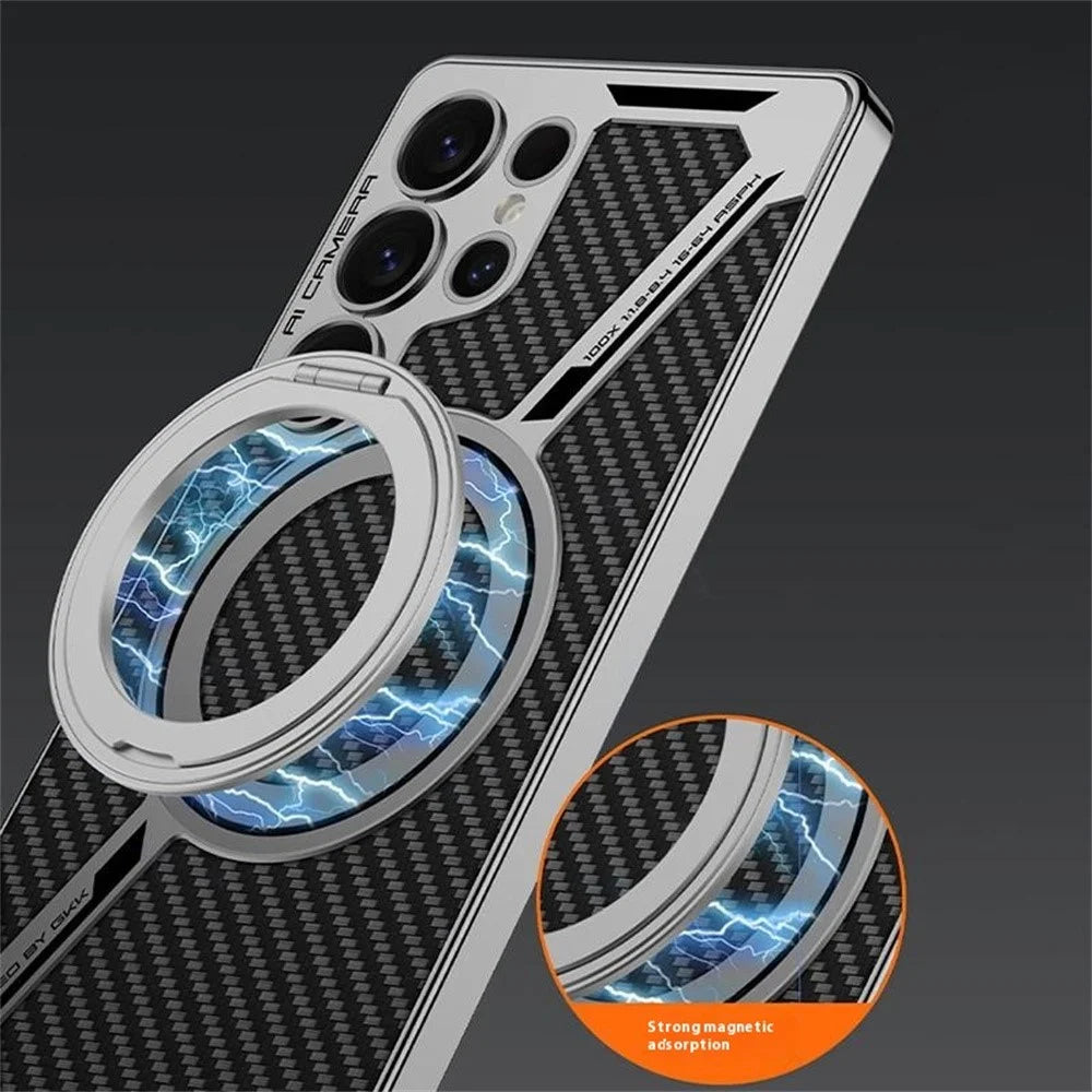 GKK For Samsung Galaxy S25 Ultra Magnetic Case PU+TPU Kickstand Phone Cover Z Shape Design - Grey - 2