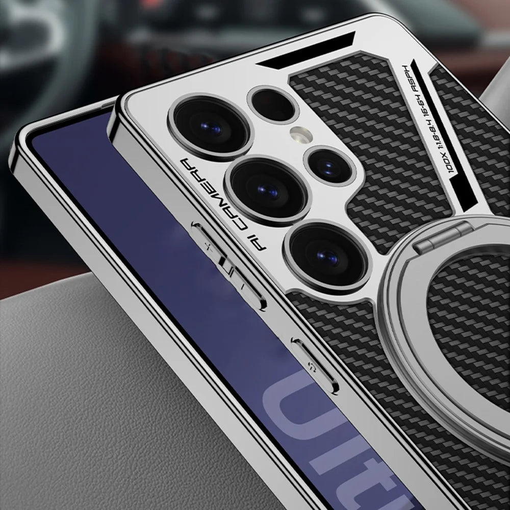 GKK For Samsung Galaxy S25 Ultra Magnetic Case PU+TPU Kickstand Phone Cover Z Shape Design - Grey - 6