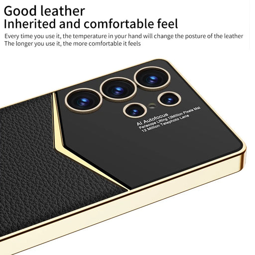 GKK For Samsung Galaxy S25 Ultra Cases Electroplating PU Leather+PC+TPU Phone Cover - Black - 2